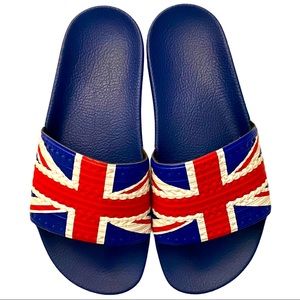 Adidas Original slide w/ Union Jack Flag EUC S 8.5
